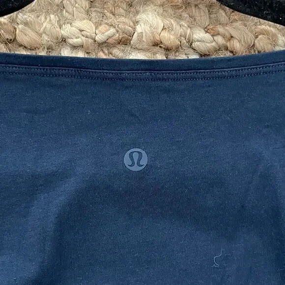Lululemon Back In Action Long Sleeve True Navy Pima Cotton Oversized Top EUC - Picture 5 of 6